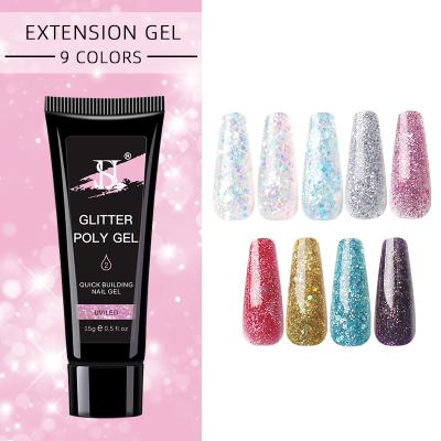 China Personal Use for DIY and Nail Art for Salon 2021 Professional Customized Quick Drying Super Sticky Glitter Acryl Poly Gel For Press On Nails Art Supplies for sale