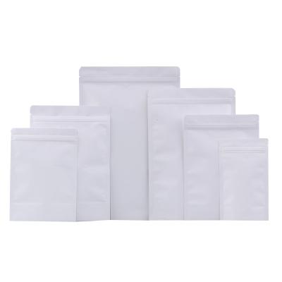 China Recyclable Vertical Reusable Self Sealing Bag Matte White Cowhide Packaging Bag Matte White for sale