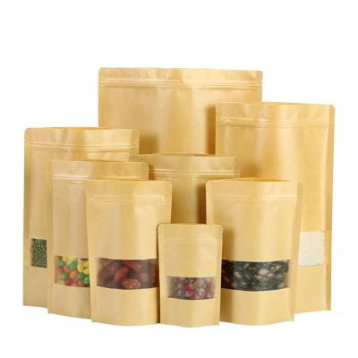 China Recyclable Kraft Paper Bag Stand Up Ziplock Custom Paper Bag 12*20+4 Pockets Heat Seal Eco Friendly for sale