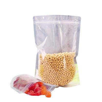 China Size 16*24+4 Customs Recyclable Plastic Bag Zipper Packaging Bag With Logos Transparent Bag For Food for sale