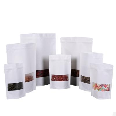 China Size 17*24+4 White Kraft Paper Bags Recyclable Food Grade With Logo Clear Ziplock Bag Grade for sale