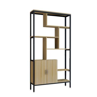 China New Bookshelves Single Sided Luxury High Quality Floor Furniture Stainless Steel Frame Wooden Bookshelf Customized for sale