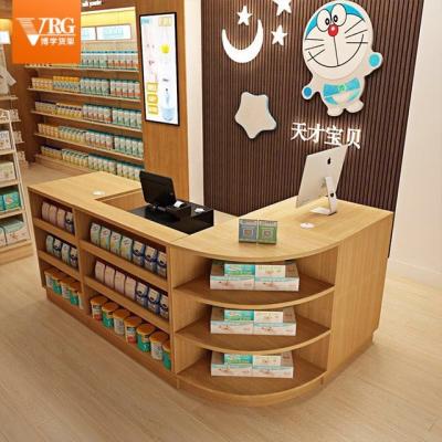 China Solid wood cashier single counter cashier combination supermarket bar table reception desk reception clothing grocery store small for sale