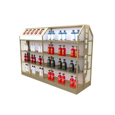 China Store Showcase Shelves Rack Wine Display Factory Price Single / Double-sides Custom Design For Supermarket Shelves for sale