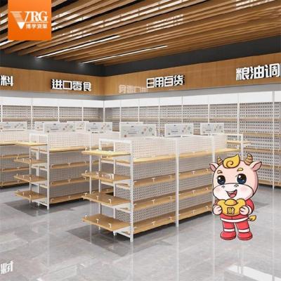 China High-end Multi-layer Design Wine Display Cabinet Supermarket Shelf Display Rack Free Drawing Single Side Against Wall Steel Wood Wine Booth for sale