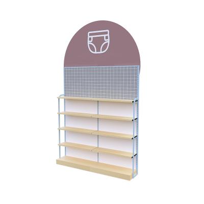 China Double-sided universal double-sided shelves rack display maternal and child store shelves customized store style wood rack for sale