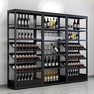 China Hot Selling Commercial Customization Wine Rack Home Floor Wine Cabinet Display Cabinet Stable Holder Wine Glass Rack Customization for sale