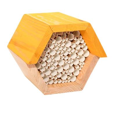 China Viable Outdoor Insect Hotel Insect House Wooden Bee House Hexagon for sale