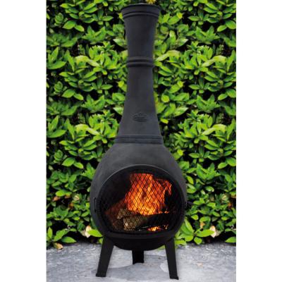 China Modern Garden BBQ Brazier Outdoor Beer Bottle Shaped Fire Pit Cast Iron Chimney for sale