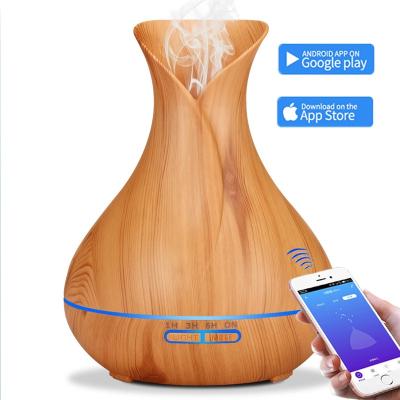 China 550ml wifi control luftbefeuchter wood grain ultrasonic cool mist aroma oil diffuser car air freshener diffuser for sale