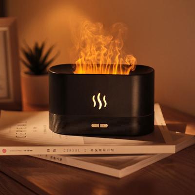 China Household 180ml Household Flame Effect Air Humidifier USB Aromatherapy Diffuser Simulation Fire Flame Smart Timing Electric Humidifier with LED for sale