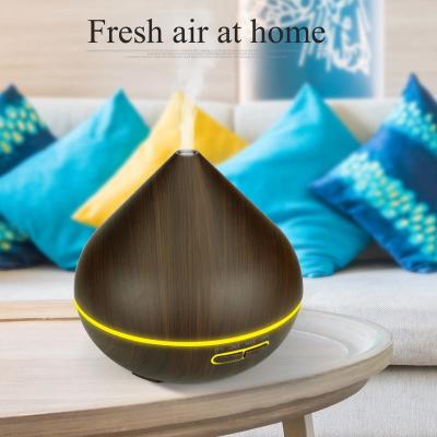 China 500ML Electric Household Aroma Essential Oil Diffuser Ultrasonic Wood Grain Humidifier Air H2O Humidifier with LED Light for Household for sale