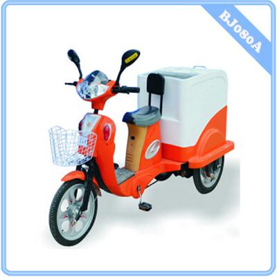 China Electrical Fridge Tricycle Bike support >50km 80L 20km/H-Movable cooler bike for sale