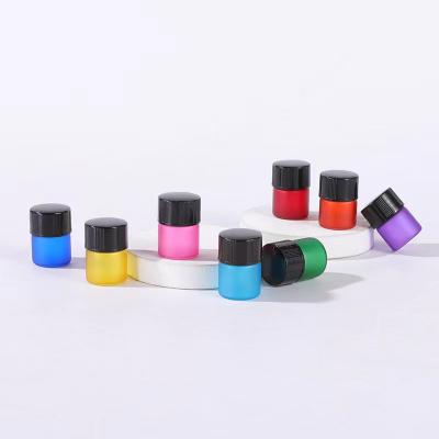 China High Quality Colorful 1ml Mini Glass Bottle Sample Vial Small Travel Essential Oil Bottle with Orifice Reducer and Black Cap for sale