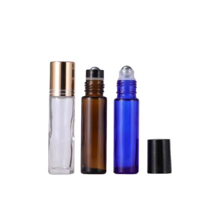 China High Quality Glass Essential Oil Use 5ml 10ml 15ml Eye Cream Roll On Bottle With Stainless Lid And Metal Roll Balls for sale