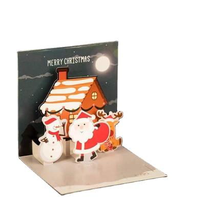 China North America Printing Happy Christmas Programmable Musical Greeting Cards With Envelopes America Bag Gift Winter 3d Auto Paper Fold Cards for sale