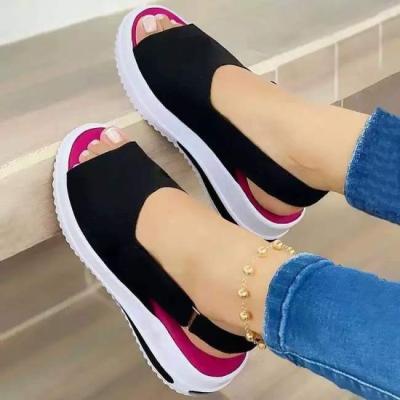 China 2022 Fashionable Sweat-absorbent Platform Shoes For Women Fish Mouth High Quality Canvas Shoes Casual Shoes KBX0221 for sale