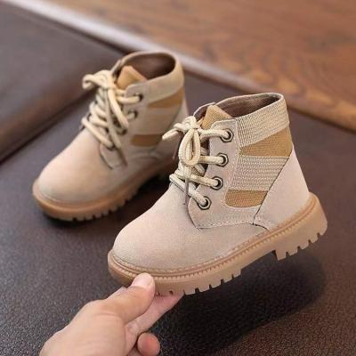 China Damping Children Winter Fashion Leather Lace-up Boots Anti-skid Waterproof Cheap Wholesale Shoes For Children TT1101 for sale