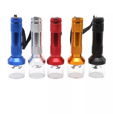 China New Arrival Aluminum Unique Design Automatic Electric Dry Battery Flashlight Herb Grinder for sale