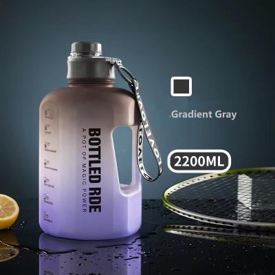 China Custom Logo BPA Free Protein Fitness Large Capacity 2200ml Viable Travel Water Bottle Gym Sports Gradient Plastic Water Bottles for sale