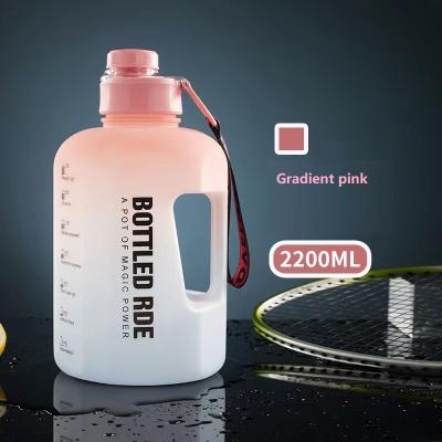 China Custom Logo BPA Free Protein Fitness Large Capacity 2200ml Viable Travel Water Bottle Gym Sports Gradient Plastic Water Bottles for sale