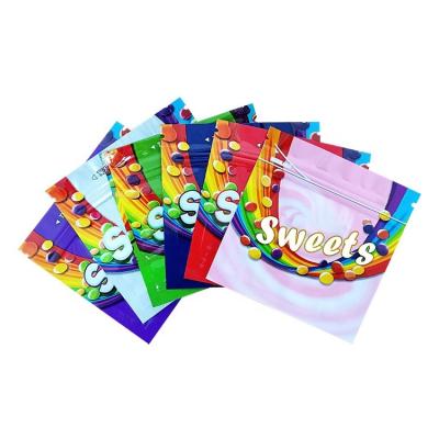 China Direct Print Moisture Proof Branded Mylar Smell Proof Ziplock Concentrate Candy Gummies Edible Packaging Bags For Dispensary for sale