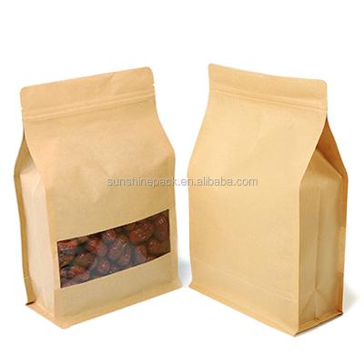 China COFFEE Flat Bottom Aluminum Foil Custom Zipper Printing Snacks Packaging Bags With Clear Front Window for sale