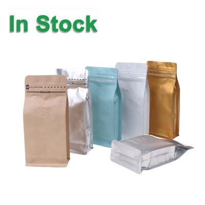 China Flat Bottom 125g 500g Moisture Proof Coffee Bags Matt Material Packaging Bags With Valve for sale