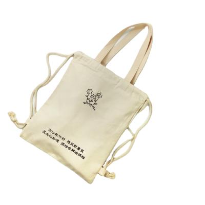 China Promotional Custom Gift Cotton Handbag Canvas Drawstring Eco-friendly Reusable Reusable White Tote Bag With Logo for sale