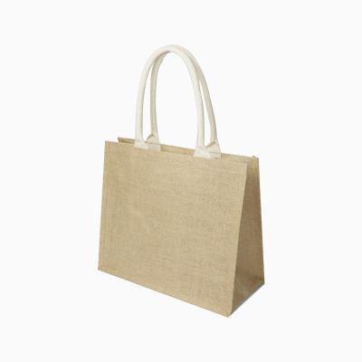 China Wholesale Hessian Bags Jute Bag Tote Hessian Single Handled Jute Sack With Leather Handles for sale