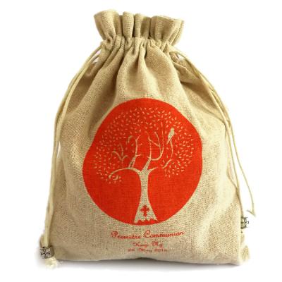 China Customized Handled Printed Shopping Tote Jute Burlap Linen Bag Logo Christmas Gift Storage Drawstring for sale