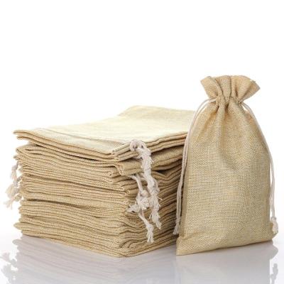 China White Handled Nature Burlap Drawstring Pouch Christmas Gift Bag for sale