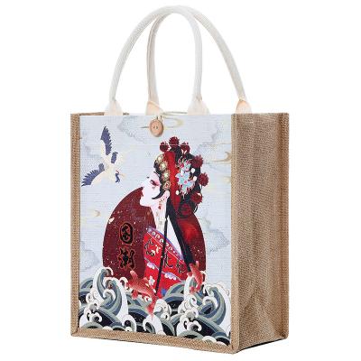 China Hot Selling Organic Colorful Manufacturer Handled Eco Burlap Jute Shopping Bag Wholesale Custom Logo Printing Online for sale