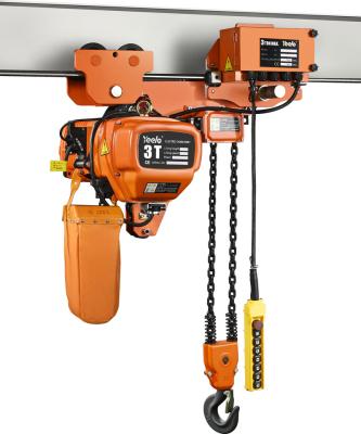 China Building material shops professional manufacturer electric low headroom 220v 380V 3 ton electric chain hoist with electric trolley for sale