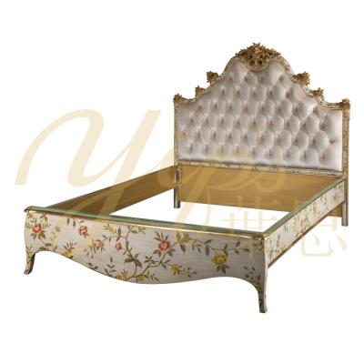 China Hand Painted Yips LD-1503-1302 Floral Antique-Look Hand Painted Pattern France Style 1.5m Classic Luxury Bed for sale