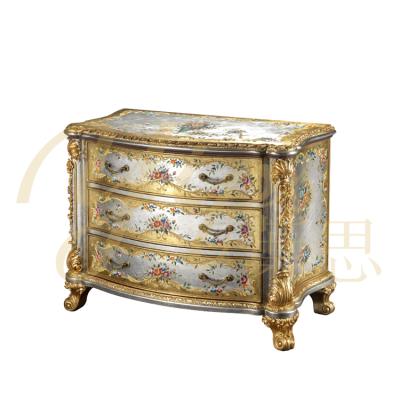 China Hand Painted Yips The European LD-1703-1506 Series Rose Pattern Bedroom Set Furniture Classic Hand Painted Night Stand for sale