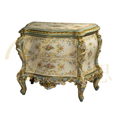 China Hand Painted Yips The Classic Night Stand Rose Series Handpainted Rose Pattern French Bedroom Furniture LD-1203-0146 for sale