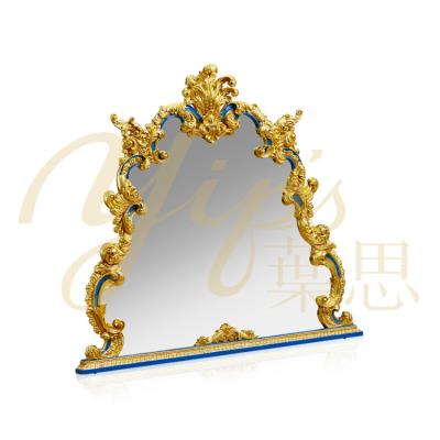 China Hand Painted Yips Mirror LD-1508-1336B Emperor Series Gold-leaf Pattern Blue Hand Painted Bedroom Furniture Luxury Dressing for sale