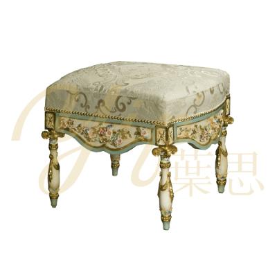 China Hand Painted Yips The Classic Chair Stool Rose Series Handpainted Rose Pattern French Bedroom Furniture LD-1203-0149 for sale