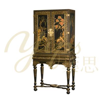 China Hand Painted Yips Chinoiserie Style Crane Pattern Bedroom Set Furniture Classic Hand Painted 2-Door Wardrobe LD-1410-1262 for sale