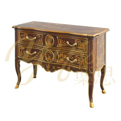 China Yips Hand Painted Chinoiserie Series Chinoiserie Pattern Living Room Side Cabinet LD-1901-1772 for sale