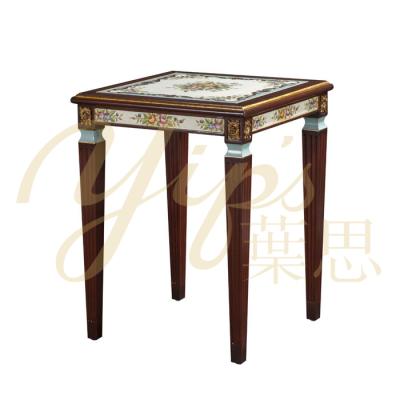 China Hand Painted Yips LD-1906-1839 American Solidwood Series Carving Pattern Hand Painted Floral Living Room End Table for sale