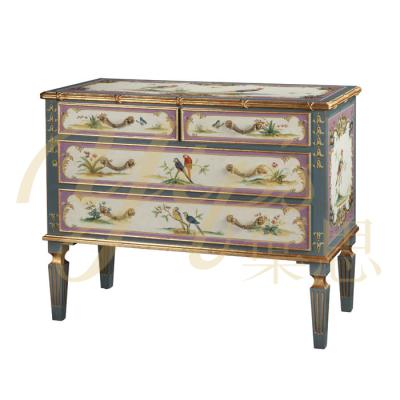 China Hand Painted Yips LD-1906-1845 Chinoiserie Series Floral Hand Painted Cabinet and Side Living Room Style Bird for sale