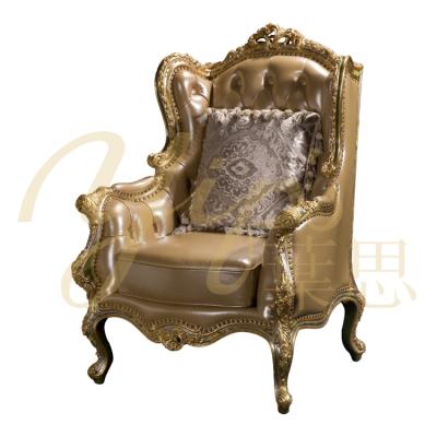 China LD-1503-1276 Rose Princess Series Handpainted Antique-Look Yips Silver-leaf Wing Chair with Leather for sale