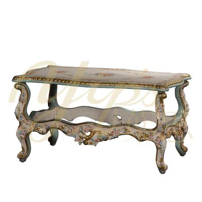 China Handpainted Yips LD-1203-0203 Rose Series Resin Carving Handpainted French Rose Pattern Coffee Table for sale