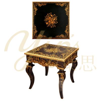 China Hand Painted Yips LD-1608-1448B Chinoiserie Series Resin Carving Gold Hand Painted Model Antique End Table for sale