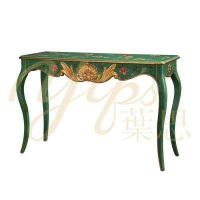 China French Yips LD-2005-1901 European Series Solidwood Carving Hand Painted Floral Pattern Classic Console Table for sale