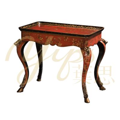 China Traditional Yips LD-1203-0646 Chinoiserie Series Hand Painted Floral Pattern On Antique Red Classic Luxury Casual Table for sale