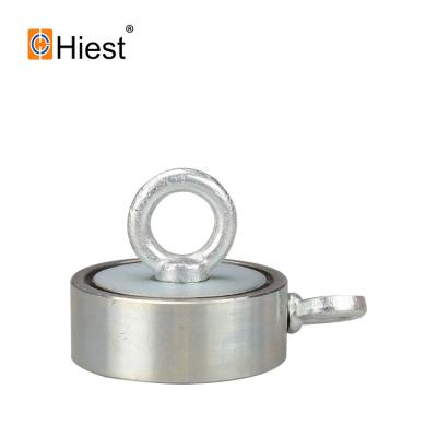 China Industrial Magnet 500Kg Size Double Faces D107mm Strong Strength Fishing Magnet With Eyelet for sale