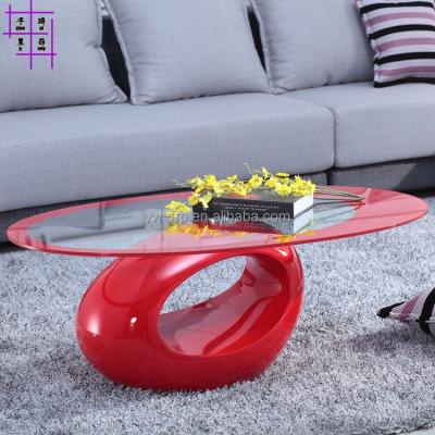 China Modern coffee table fancy living room table furniture glass top ellipse tea table fiberglass en venta